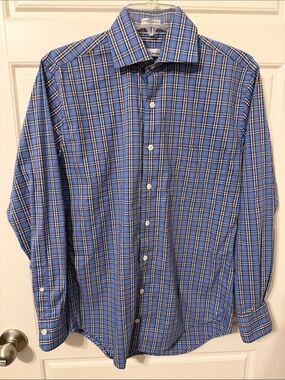 Peter Millar Blue Plaid Long-Sleeve Button-Down Shirt